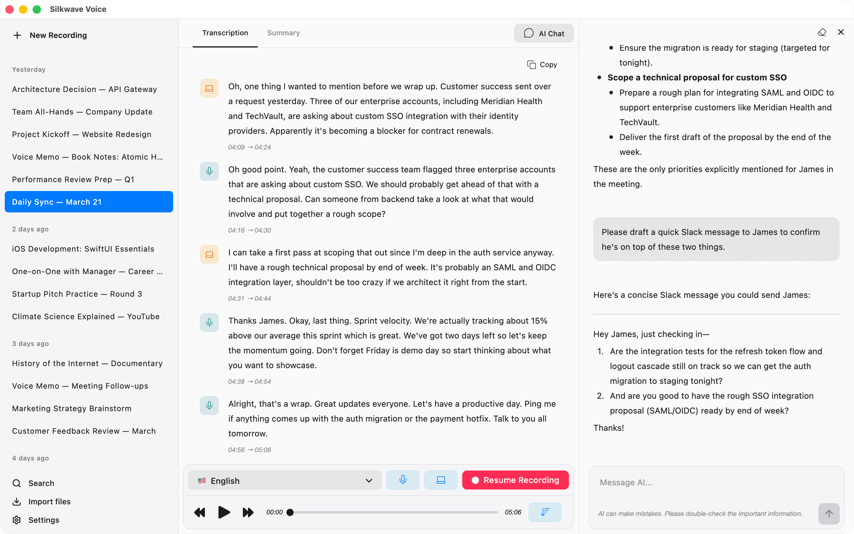 Silkwave Voice app screenshot